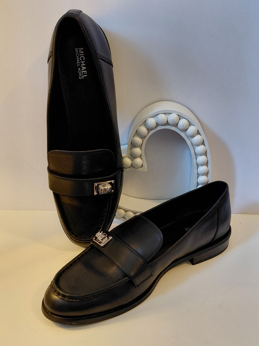 Michael Kors Black Leather MK Logo Loafers Women’s Size 10M